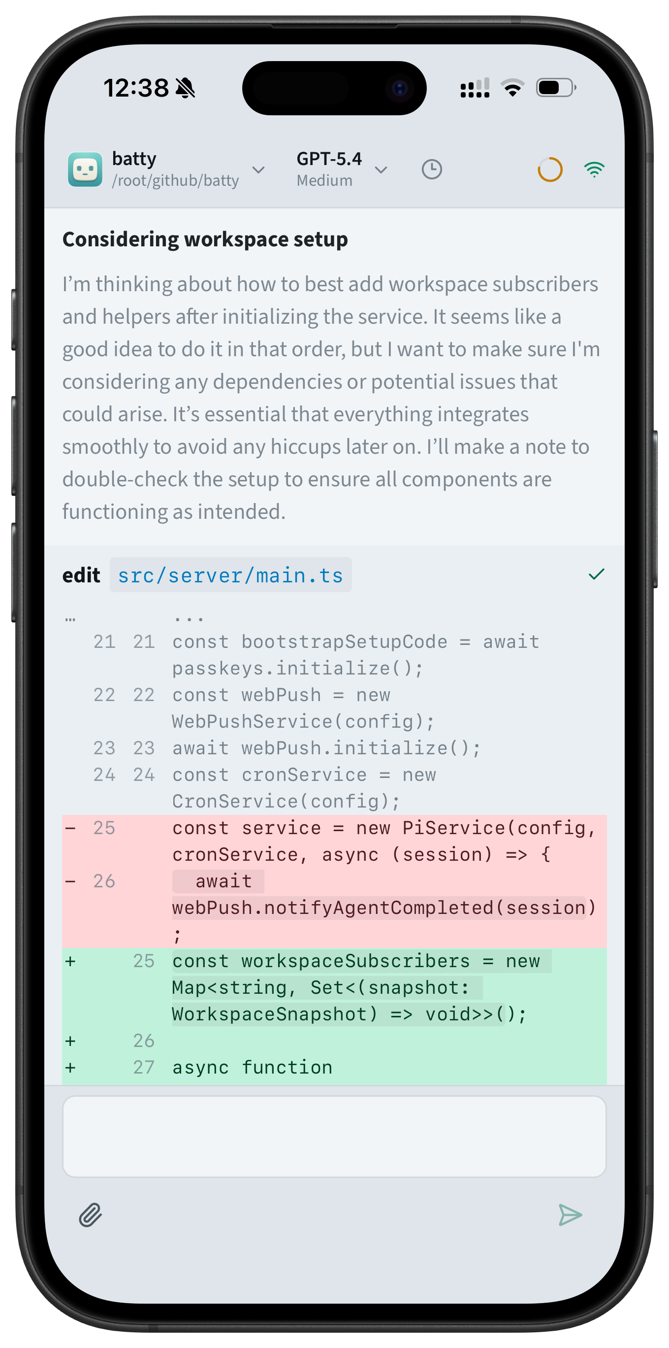 Batty running on an iPhone